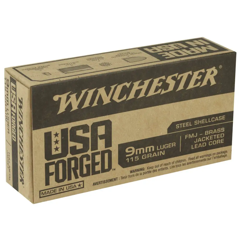 Box of Winchester USA Forged 9mm ammunition