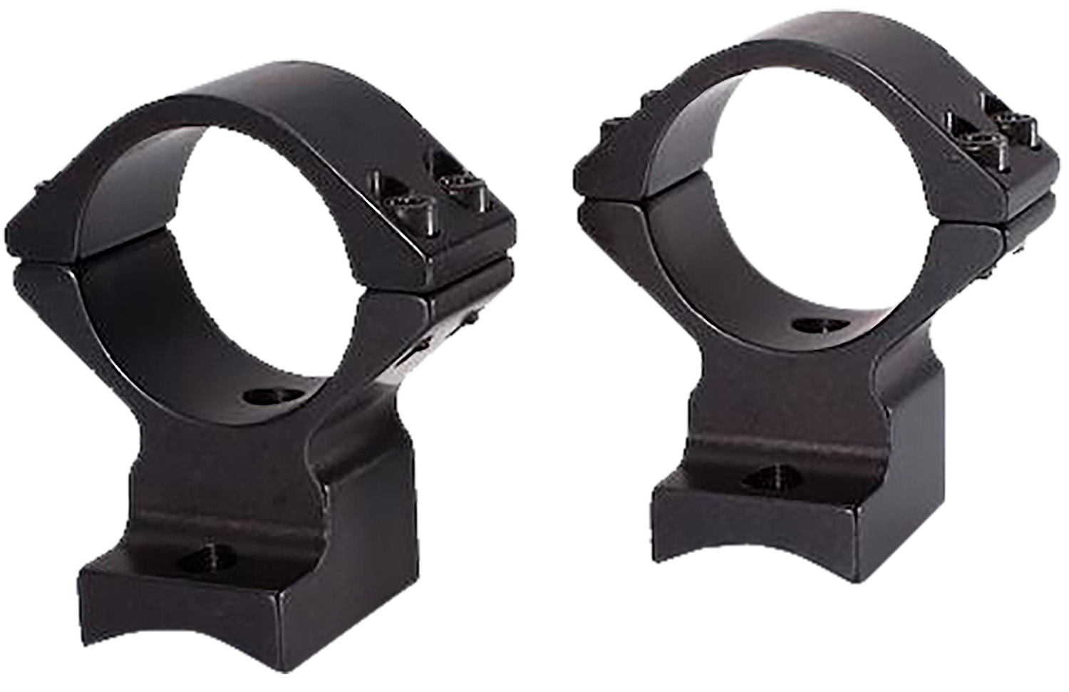 Pair of black rifle scope rings.
