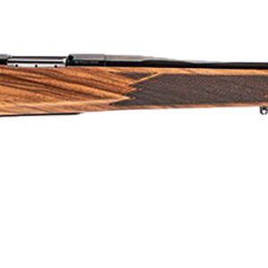 Wooden rifle with sleek design and long barrel.