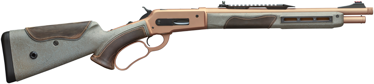 Stylized lever-action rifle with a textured design