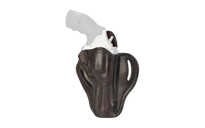 Brown leather holster with a revolver