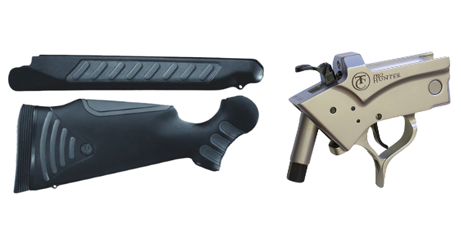 Gun parts including stock and trigger mechanism.