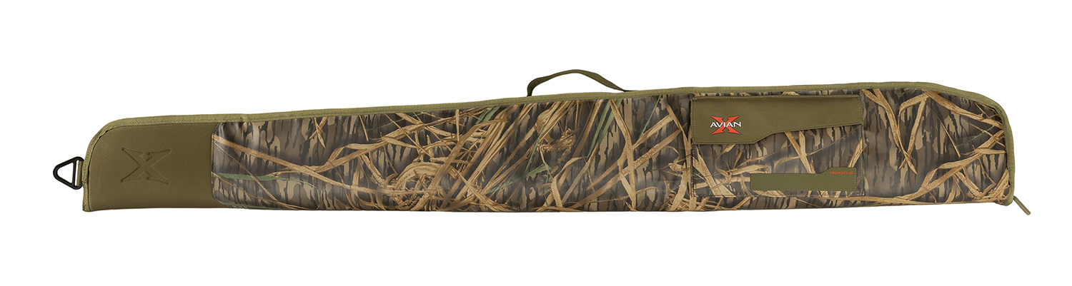 Camouflage gun case for outdoor activities.