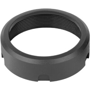 Black threaded metal ring for attachment purposes.