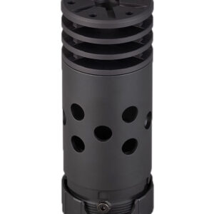 Black cylindrical device with ventilation holes.