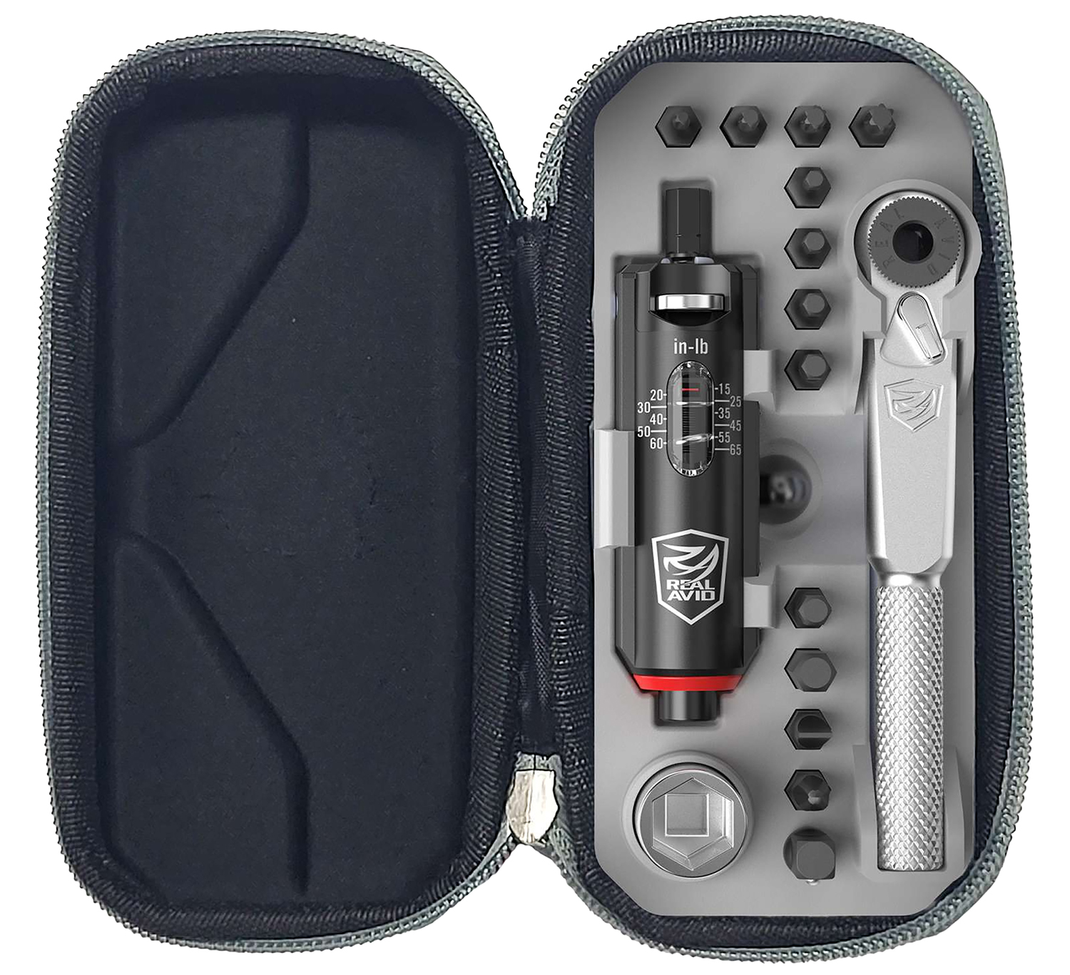 Compact multi-tool kit with various bits.