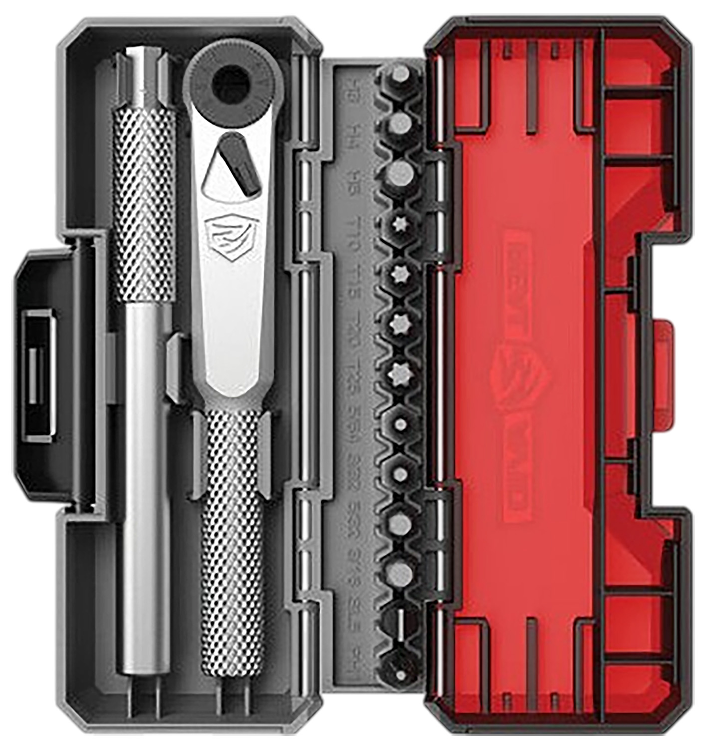 Compact tool kit with various screwdriver bits