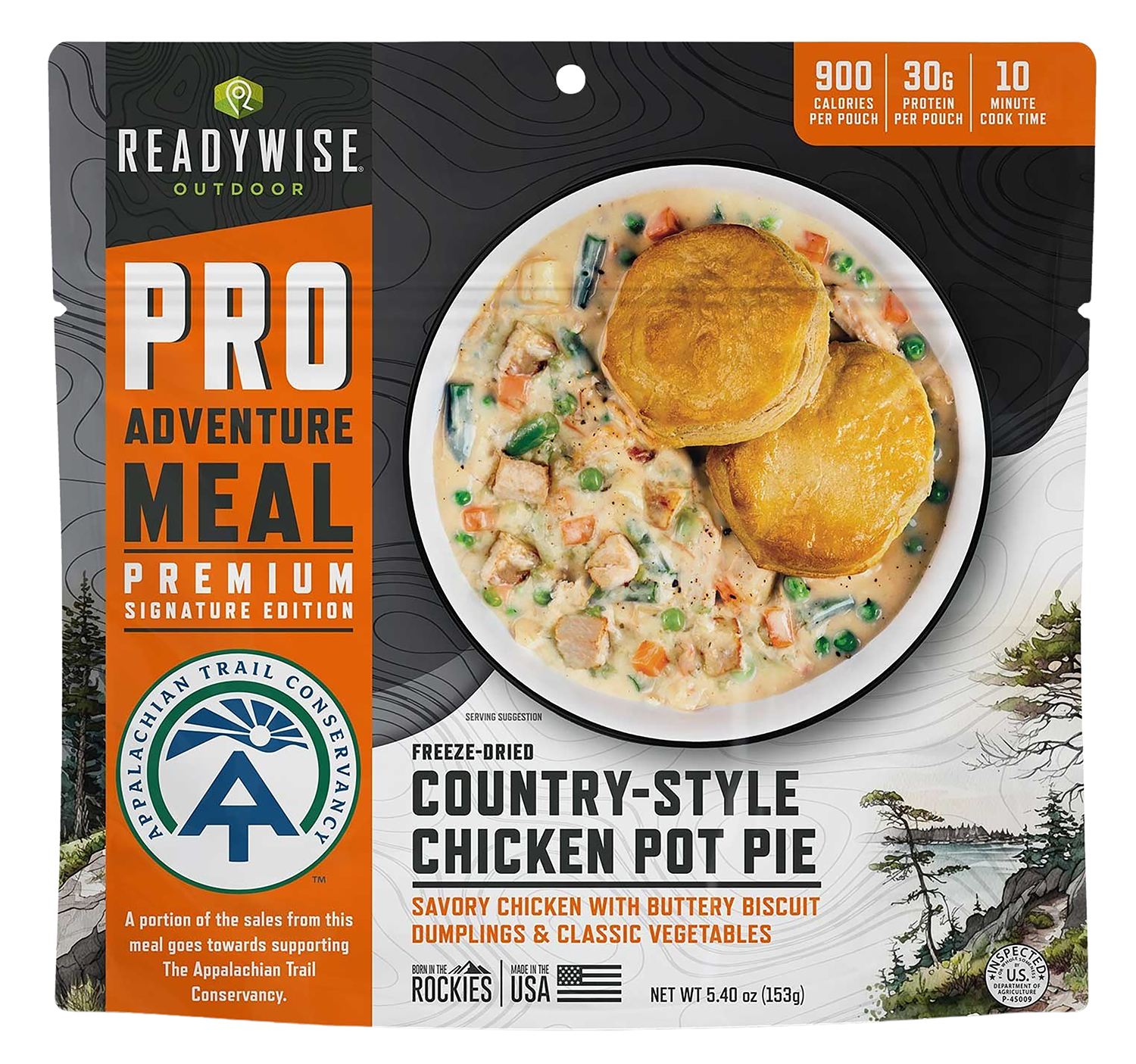 Country-style chicken pot pie meal package