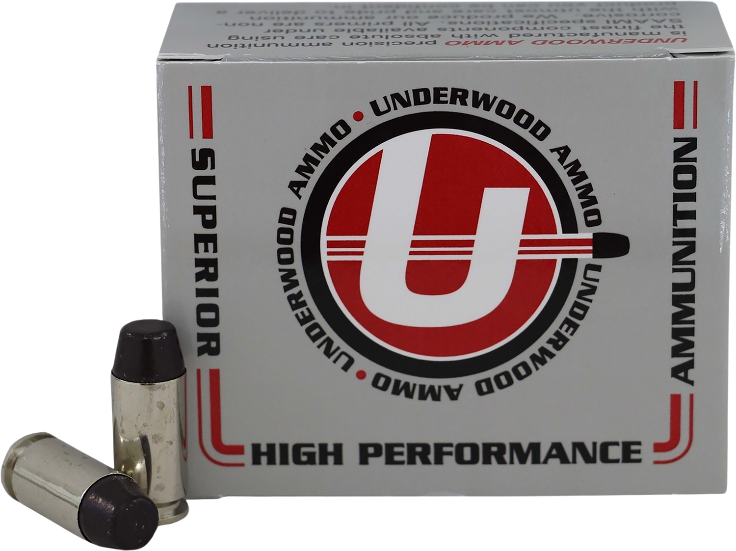 Box of Underwood high performance ammunition with bullets.