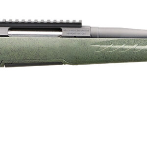 Side view of a green bolt-action rifle