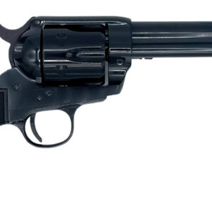 Black revolver handgun on white background