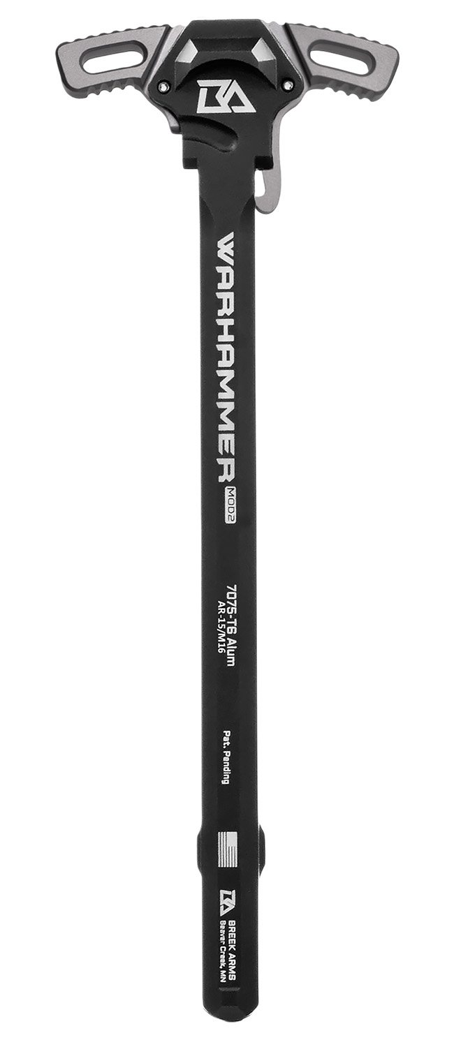 Black Warhammer charging handle accessory for firearms.