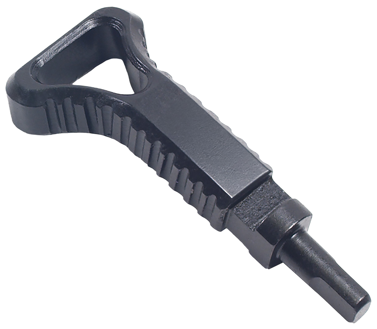 Black tool with grip handle for mechanical use.