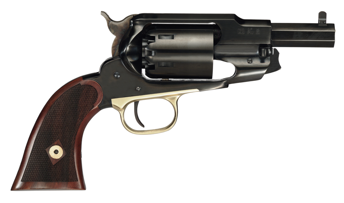 Detailed image of a vintage revolver.