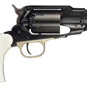 Close-up of a revolver with white grip