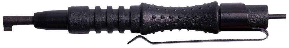 Close-up of a black pen with grip.