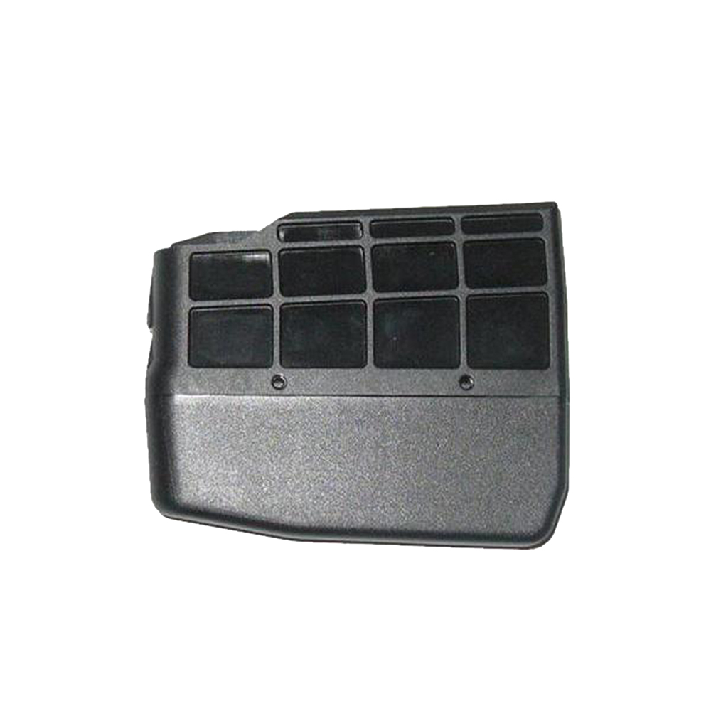 Black plastic component with multiple grid sections