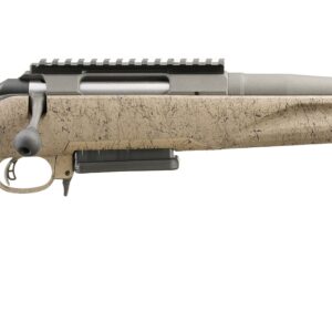 Side view of a modern rifle with beige finish