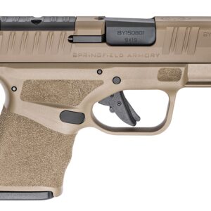 Springfield Armory compact pistol in tan color.
