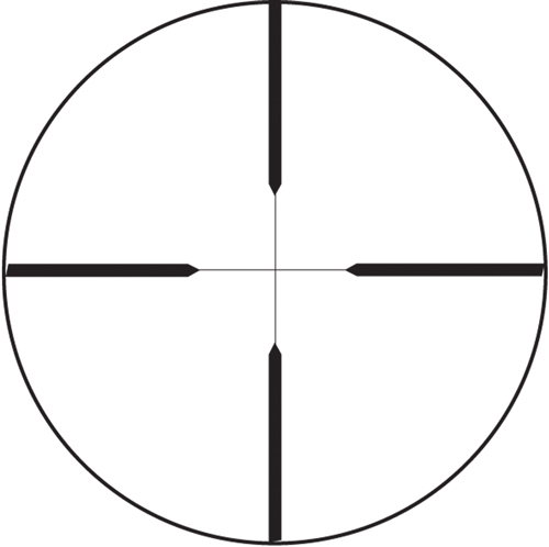 Crosshair reticle in a circular design.