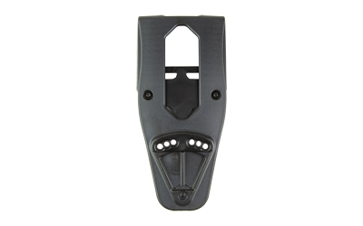 Black plastic mount with adjustable features.