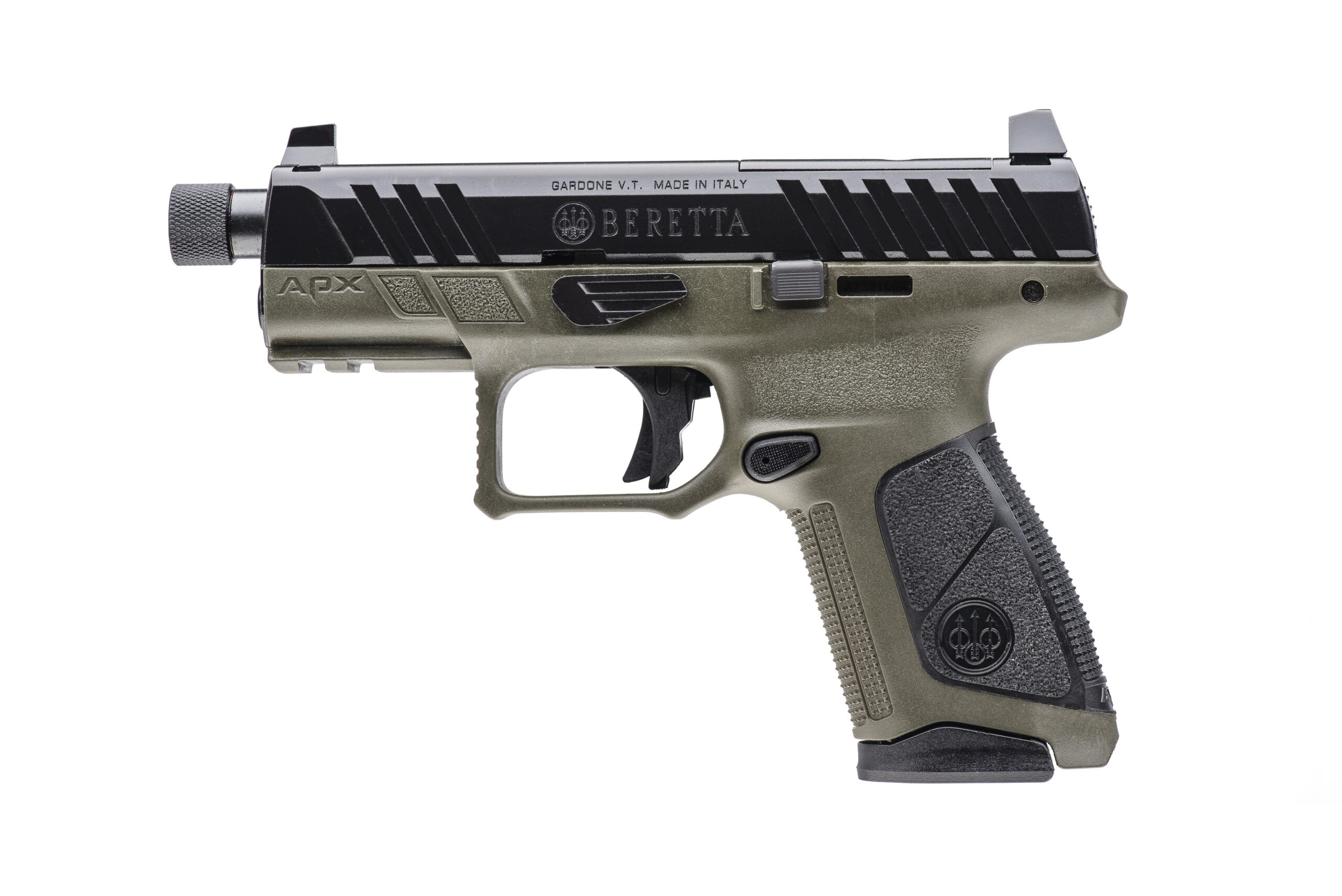 Beretta APX pistol in black and green finish