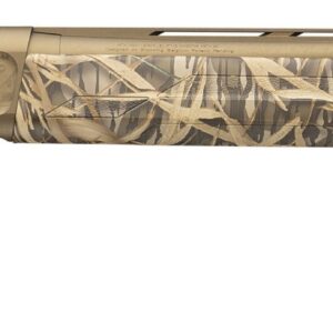 Camouflage shotgun with a sleek design.