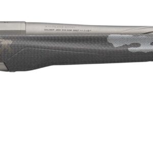 Modern sniper rifle with camouflage pattern.