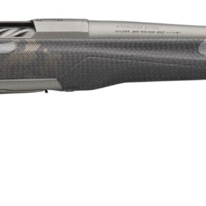 Side view of a modern hunting rifle.