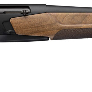 Wooden stock shotgun with black barrel