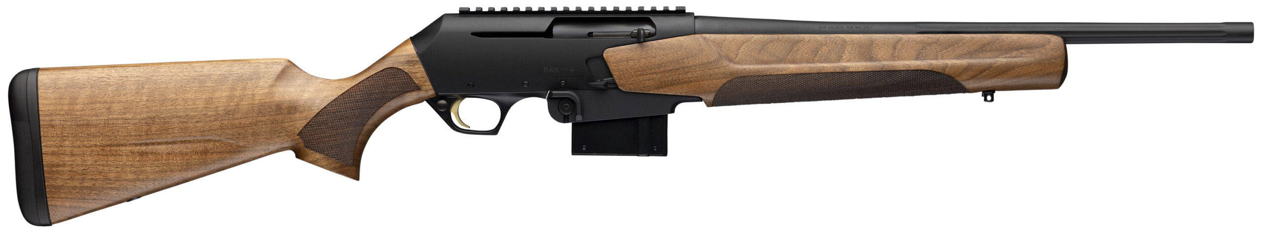 Side view of a wooden stock rifle