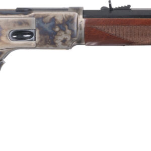 Side view of a lever-action rifle.