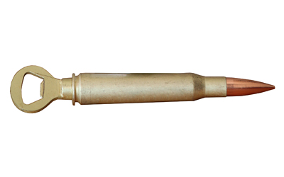 A bullet-shaped bottle opener tool.