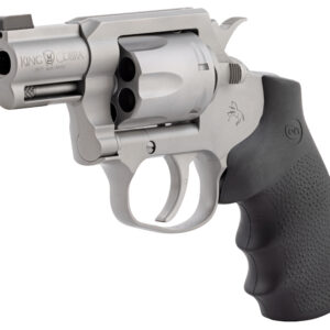 Stainless steel revolver with black grip