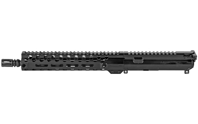Black firearm upper receiver with rail system.