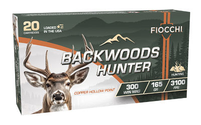 Box of Fiocchi Backwoods Hunter ammunition with deer image