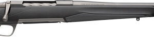 Side view of a sleek black rifle