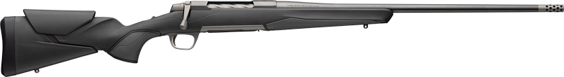 Side view of a sleek black rifle