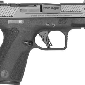 Black 9mm handgun side view