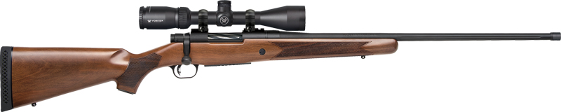 Side view of a hunting rifle with scope.