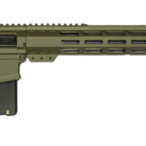 Military style rifle in olive green finish.
