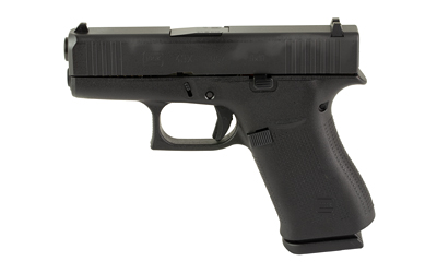 Side view of a black handgun.