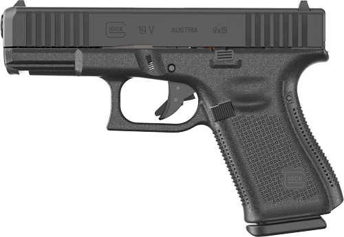 Glock 19 pistol angled view