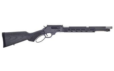 Black lever-action rifle on a white background