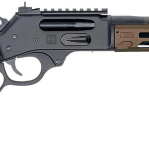 Side view of a modern firearm with accessories.