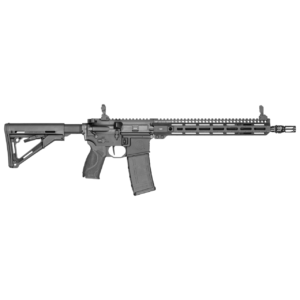 Side view of a modern tactical rifle.