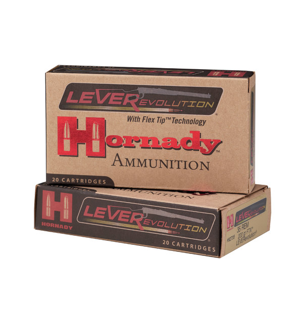 Hornady LEVEREvolution ammunition boxes with Flex Tip technology
