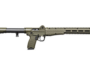 Military-style rifle in green color.