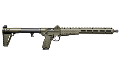 Military-style rifle in green color.