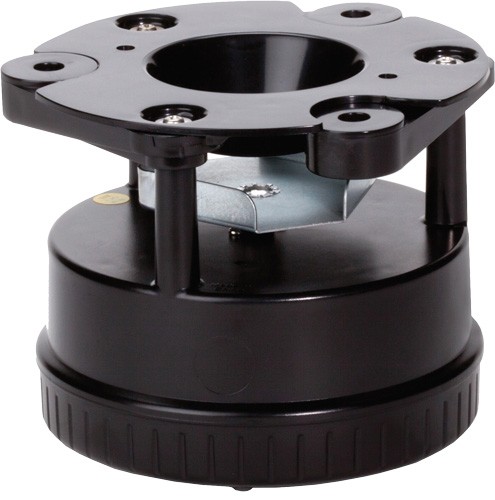 Black mounting bracket for electronic devices.